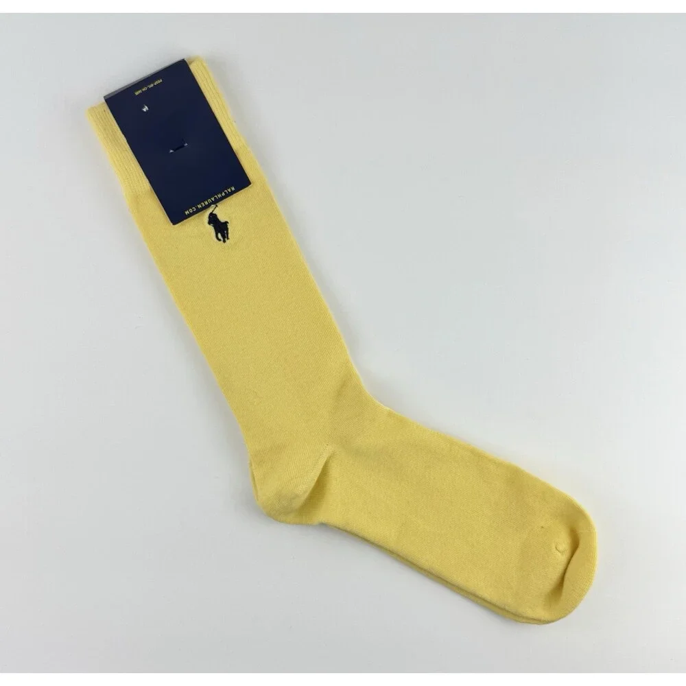 Polo Ralph Lauren Classic Cotton Crew Sock  (1 Pair) New Yellow Sz 6 -12 Men